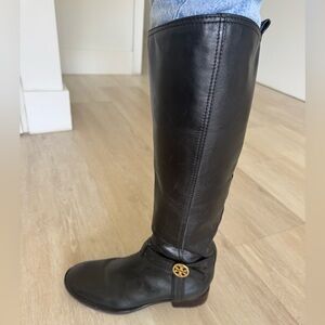 Tory Burch Black Leather Riding Boots